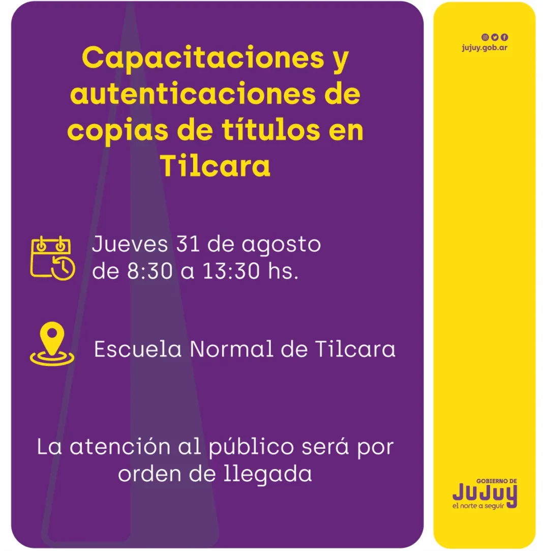 Realizarán capacitaciones y autenticaciones de copias de Títulos en Tilcara